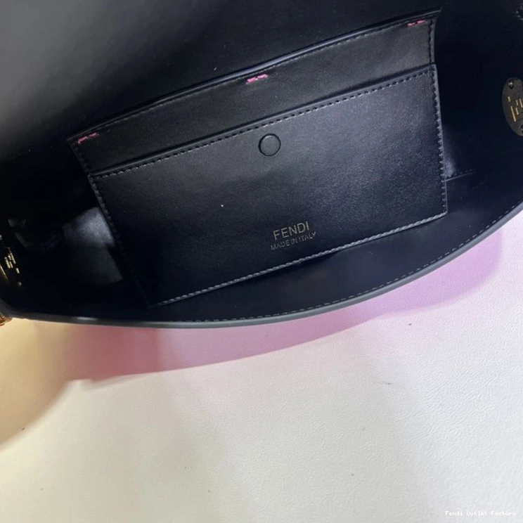 Vintage HOT In Baguette Fendi Medium Rose Bag Leather Nappa Twist 0802
